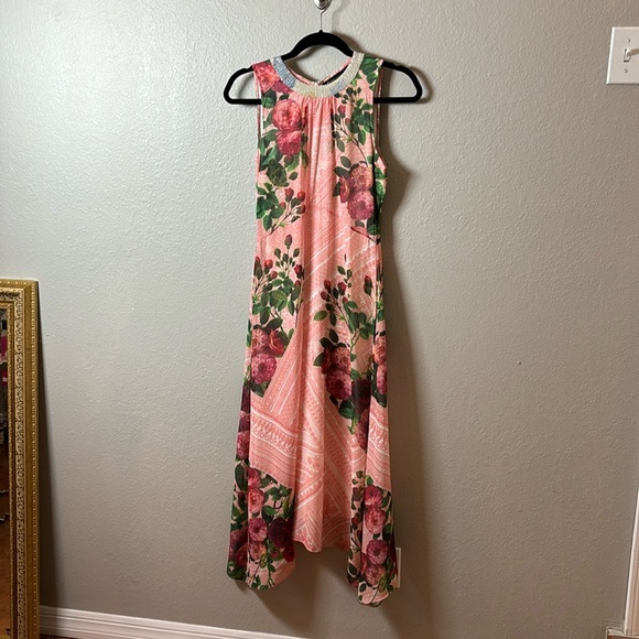 Pankaj Nidhi pink with rose handkerchief dress size 6 - Picture 1 of 6